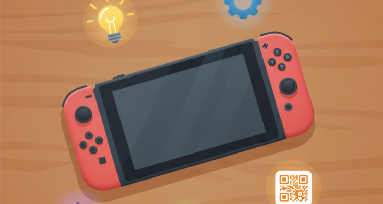 Nintendo Switch con iconos de funciones ocultas y trucos secretos