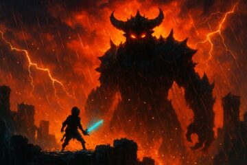 Link enfrentándose a un jefe final gigante en un combate épico de Zelda