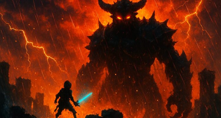 Link enfrentándose a un jefe final gigante en un combate épico de Zelda